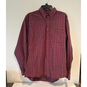 Arrow Quality Durability Button Down Dress Shirt Mens Size L Red Multicolor EUC